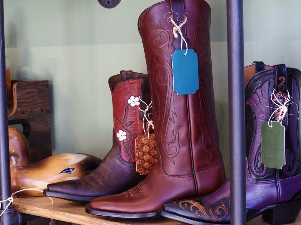 Red and purple cowboy boots