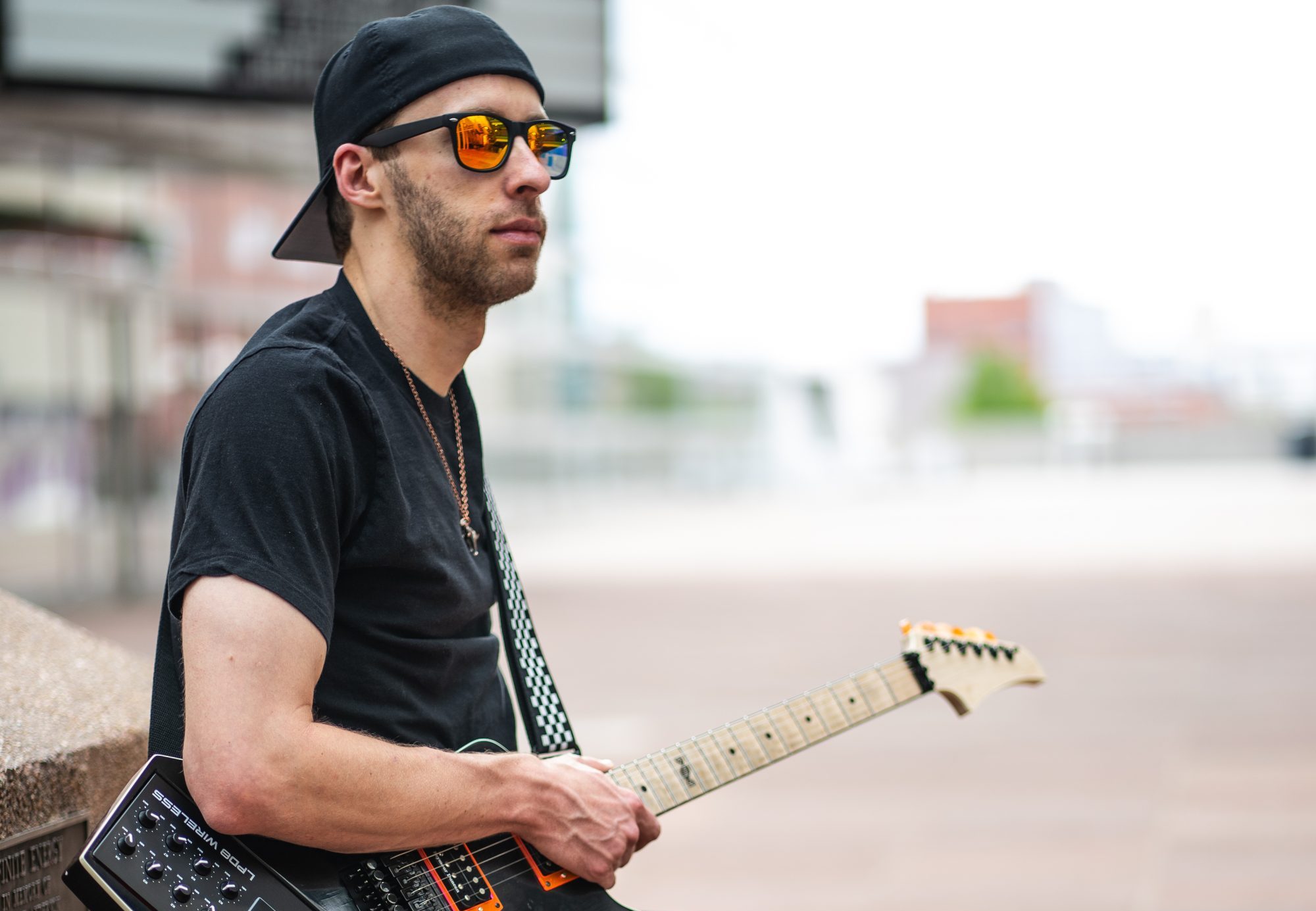 man holding a guitar