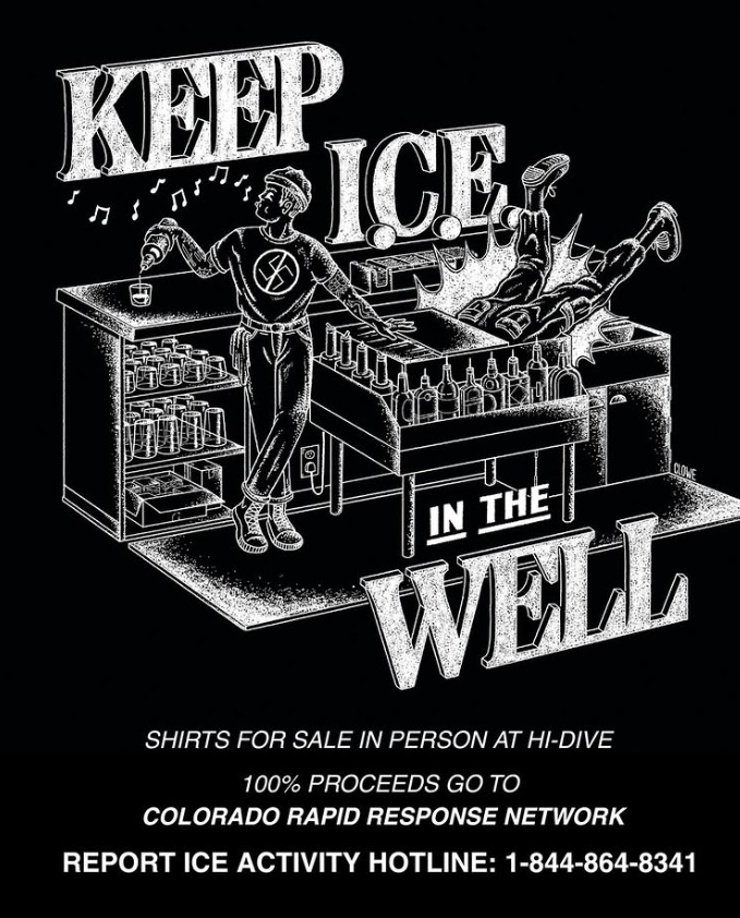 "keep I.C.E. in the well" t-shirt design