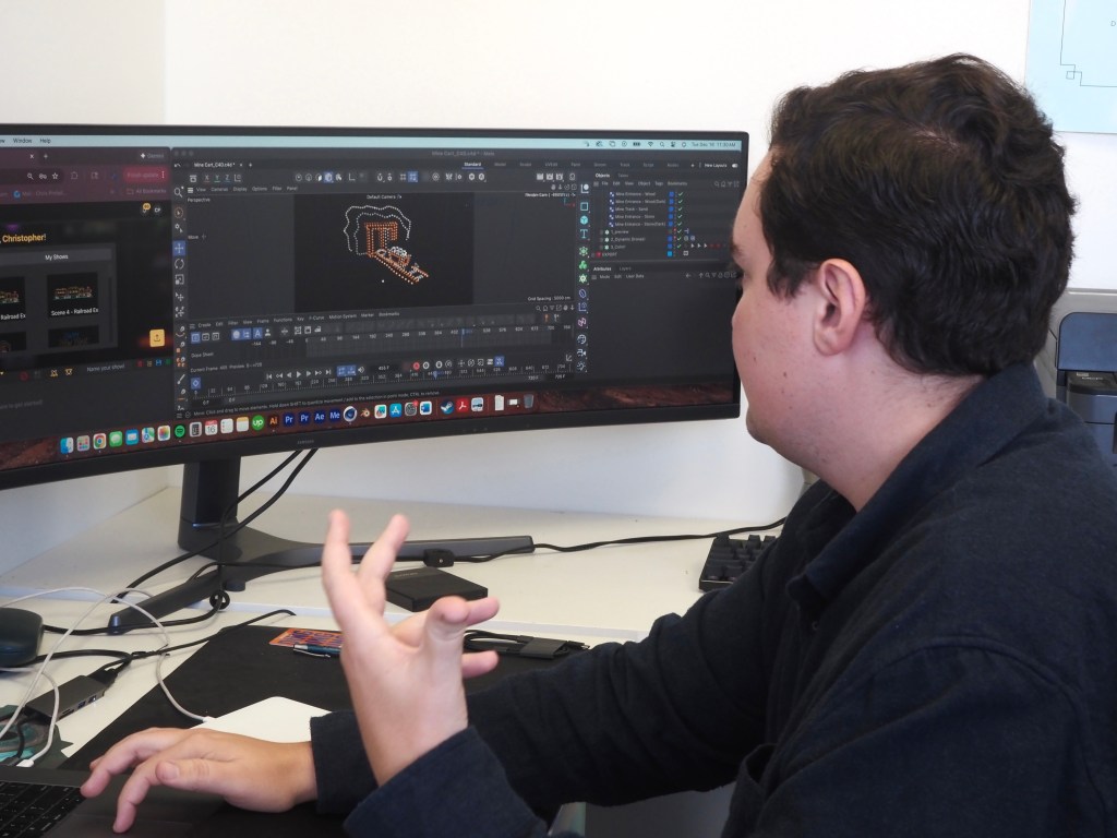 A man works on a computer