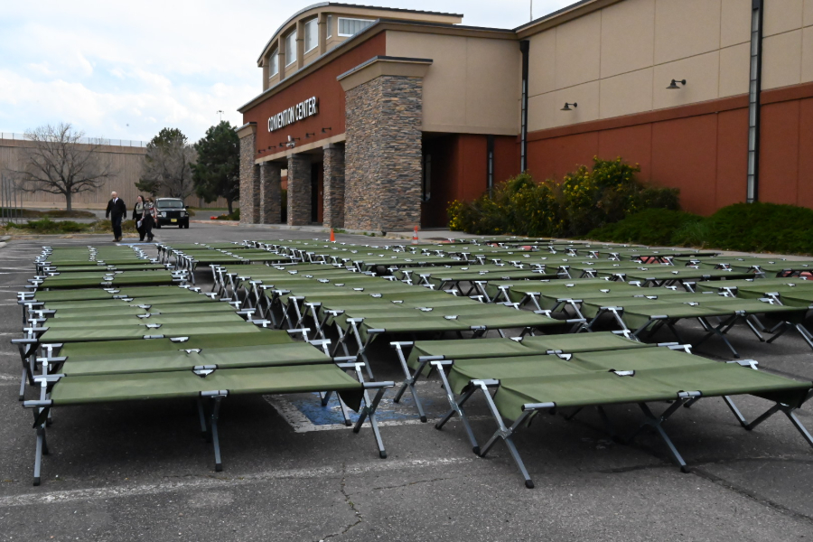 sleeping cots placed outside