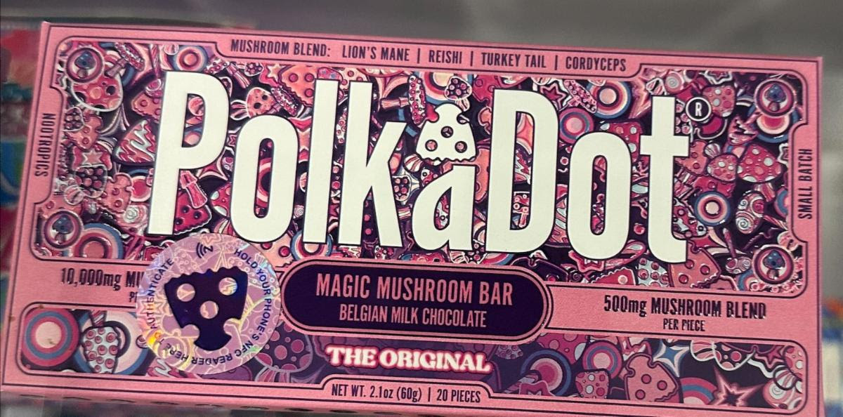 polkadot mushroom chocolate bar
