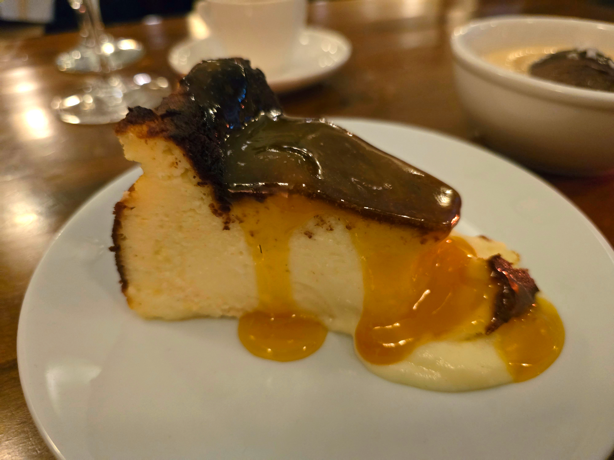 slice of basque cheesecake