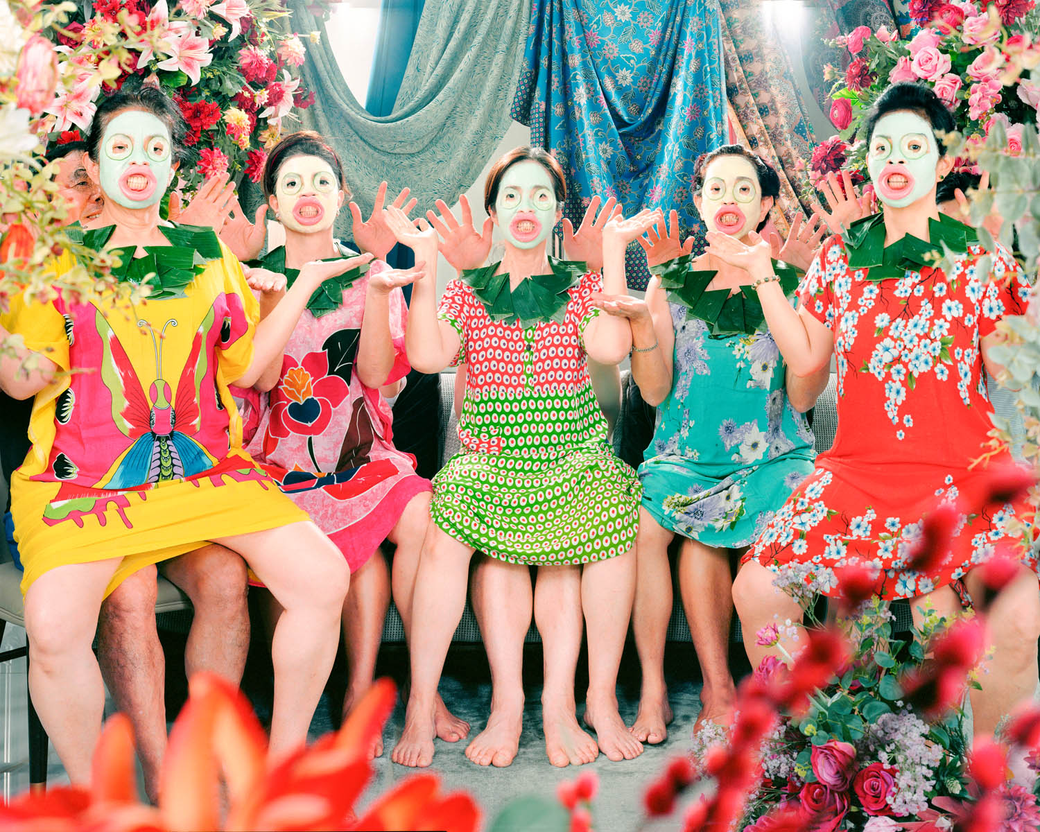 A colorful staged photograph of women