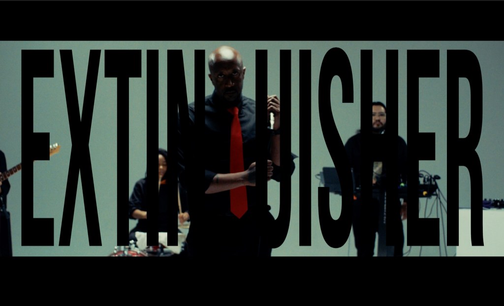 The word "Extinguisher" over a photo of the band Yonnas & Yearning