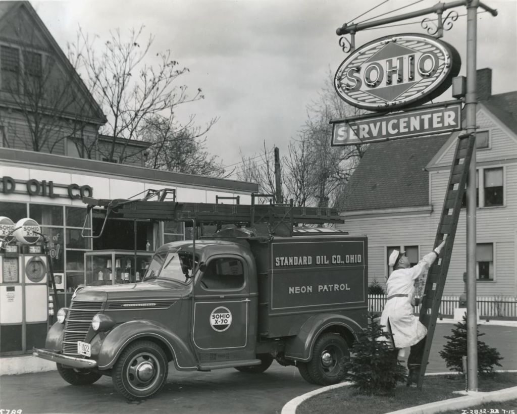 a historical photo of a truck
