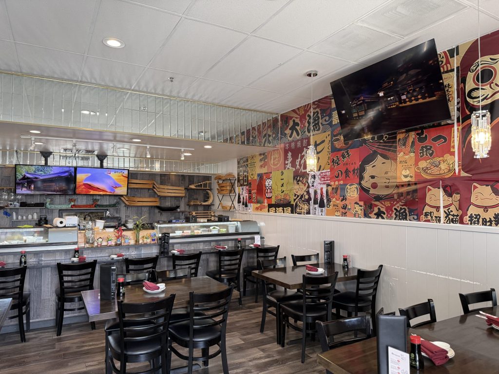 Inside a sushi bar
