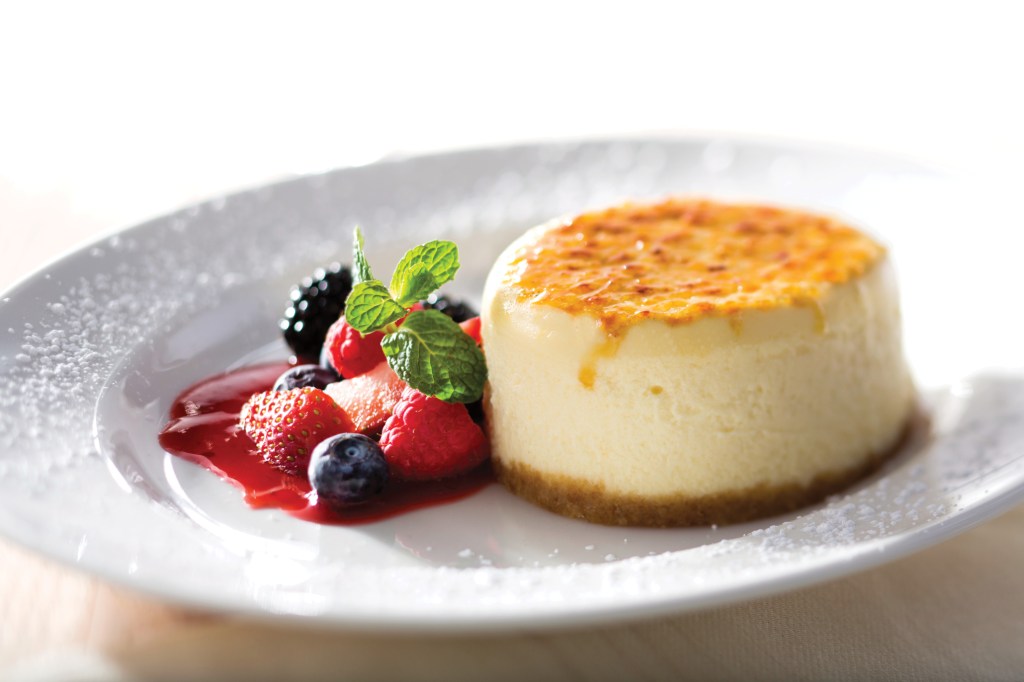 cheesecake garnished with berries