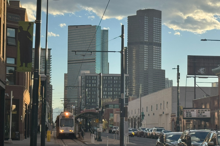 a view of downtown denver from the Five Points neighborhood