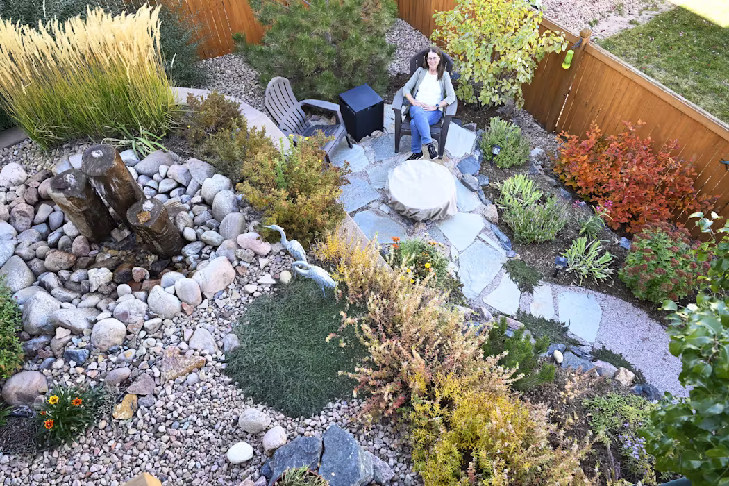 woman sitting in garden