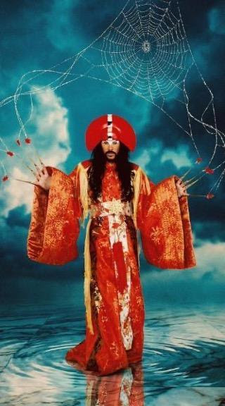 man in a red kimona