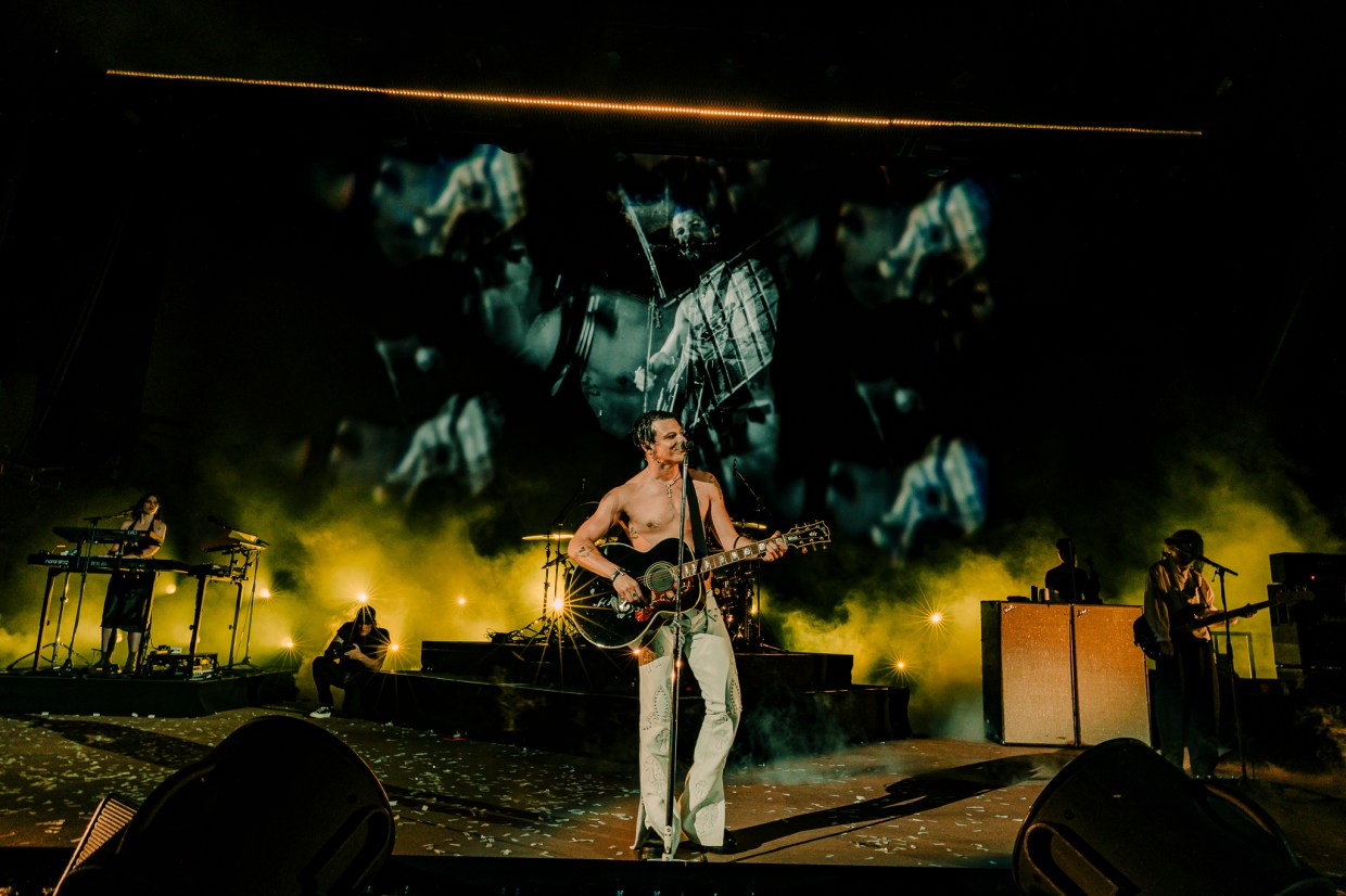 Yungblud on stage at Red Rocks Park and Amphitheater in Morrison, Colorado.