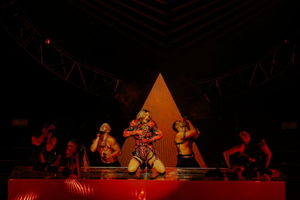 Kesha performs on stage at Red Rocks for her The Freedom Tour on June 1.