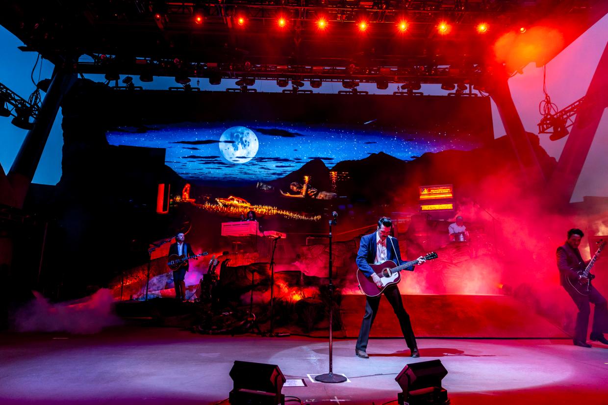 Lord Huron performs on stage at Red Rocks in Morrison, Colorado, on Wednesday, June 10 in front of a sold out crowd.
