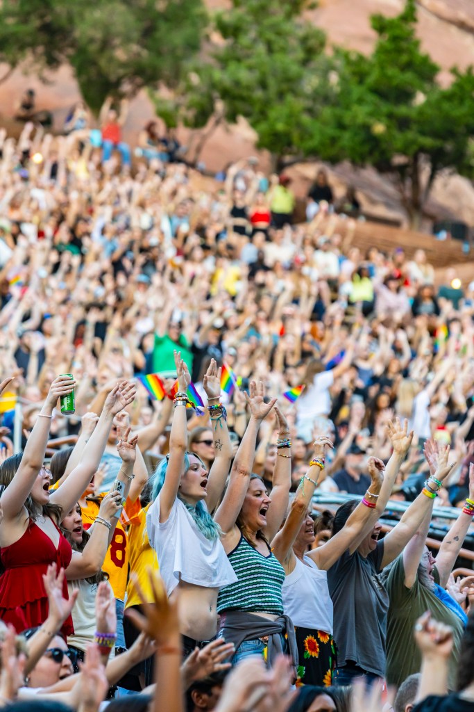 Concertgoers at Red Rocks for the Louis Tomlinson concert.