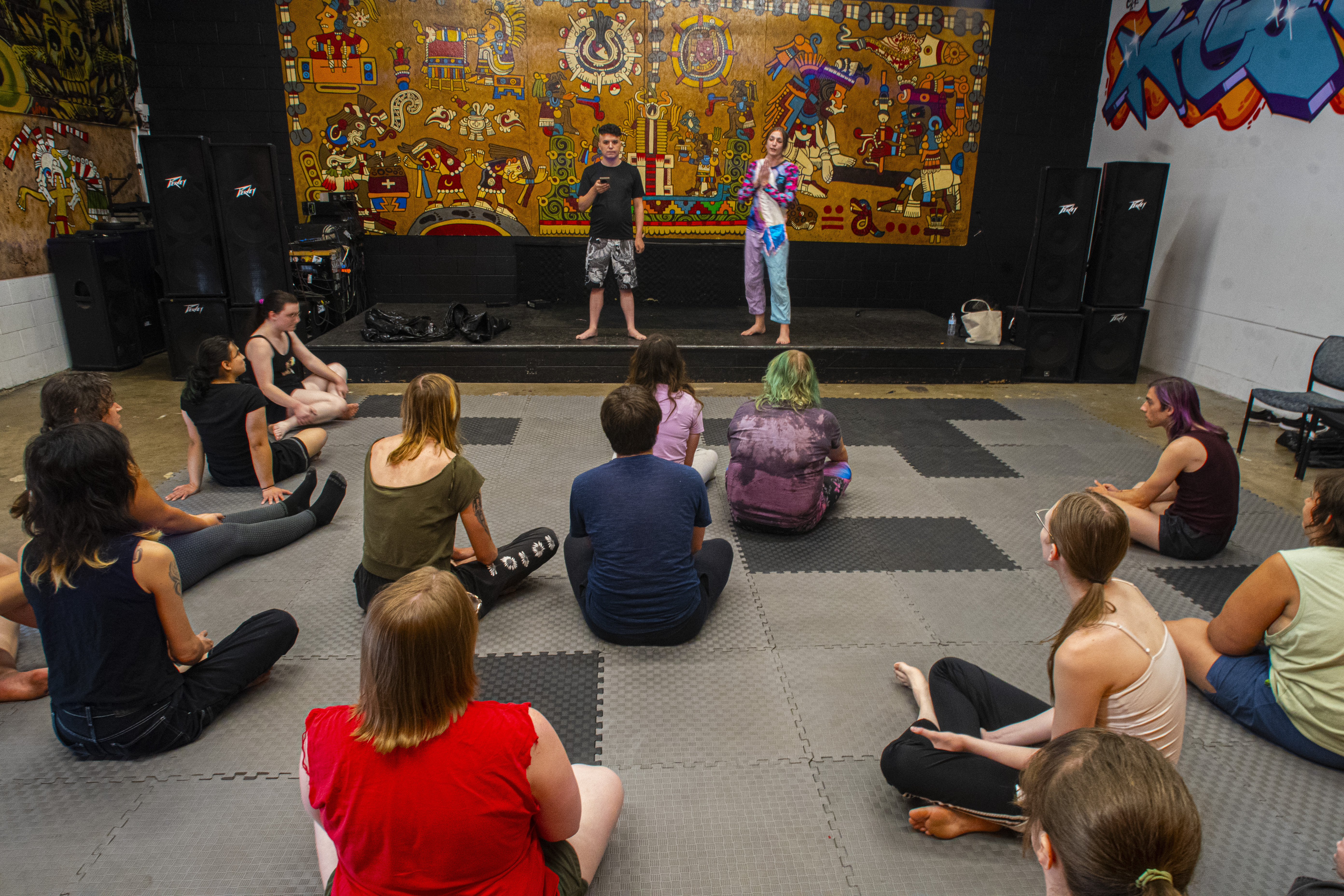 Alejandra Chopin (left) and Sybil Vane (right) lead a 36th Chamber self-defense class. 