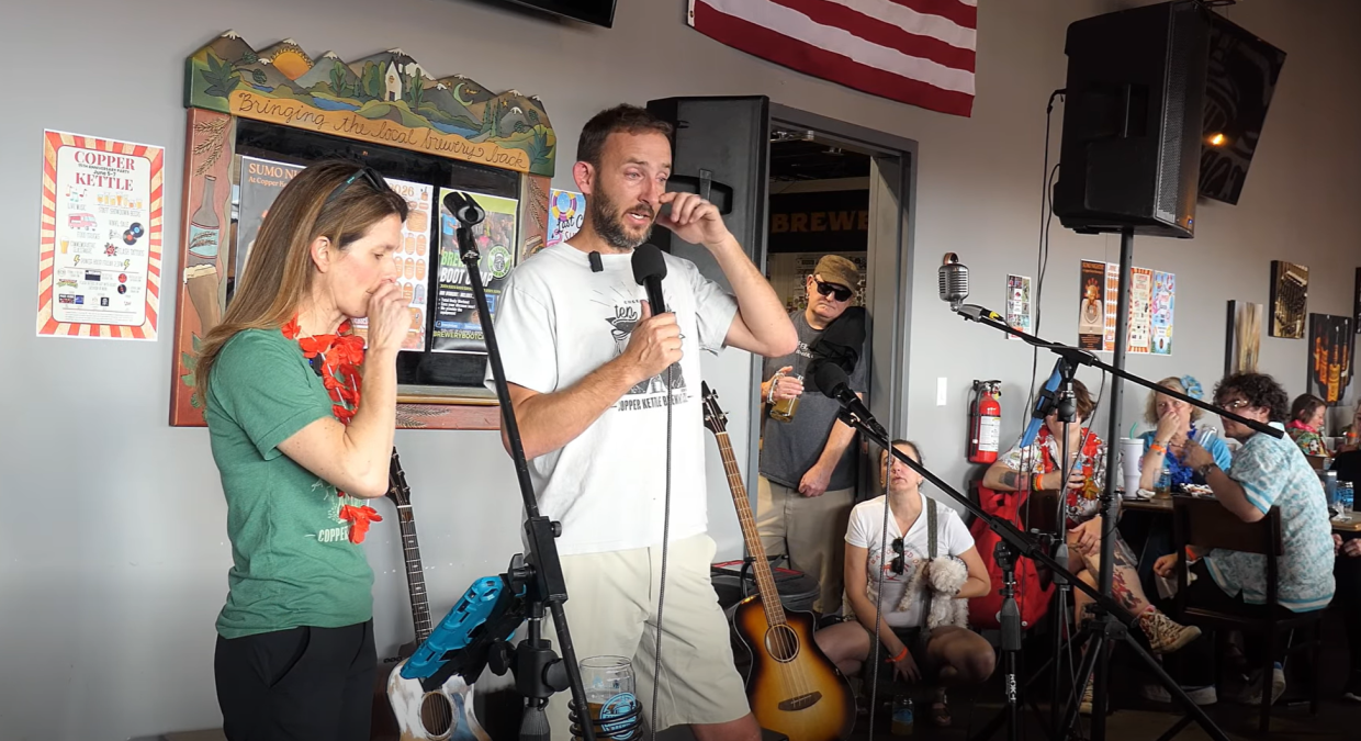 Brewery owner gives speech.