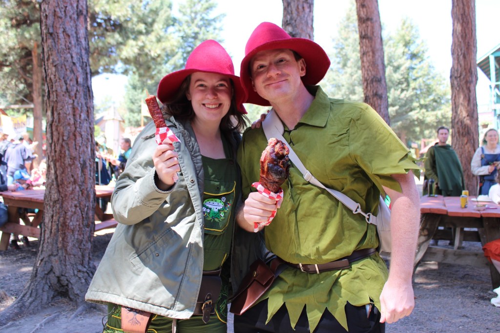 A couple dressed as gnomes at the Ren Faire