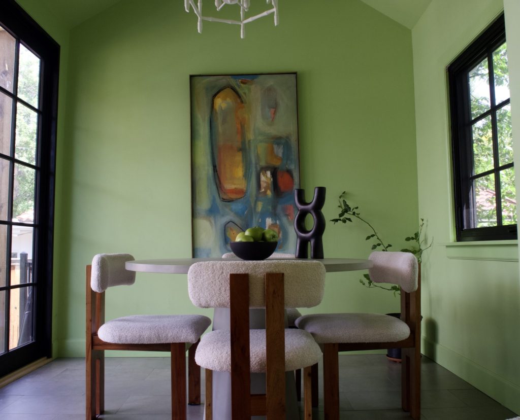 a green kitchen