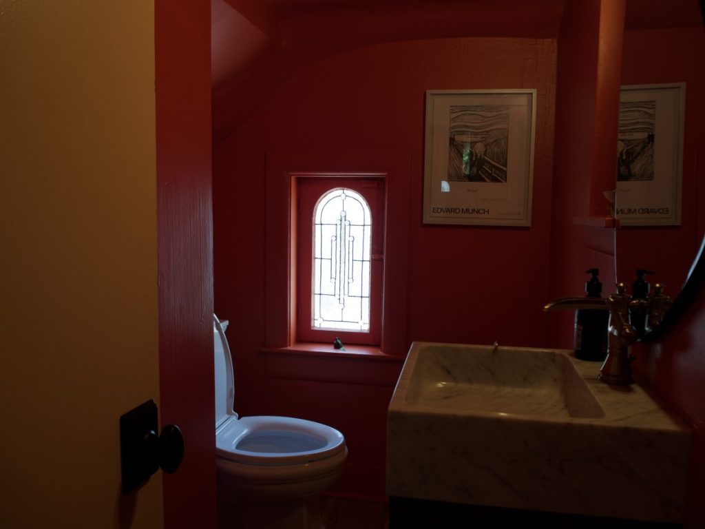 A red bathroom.