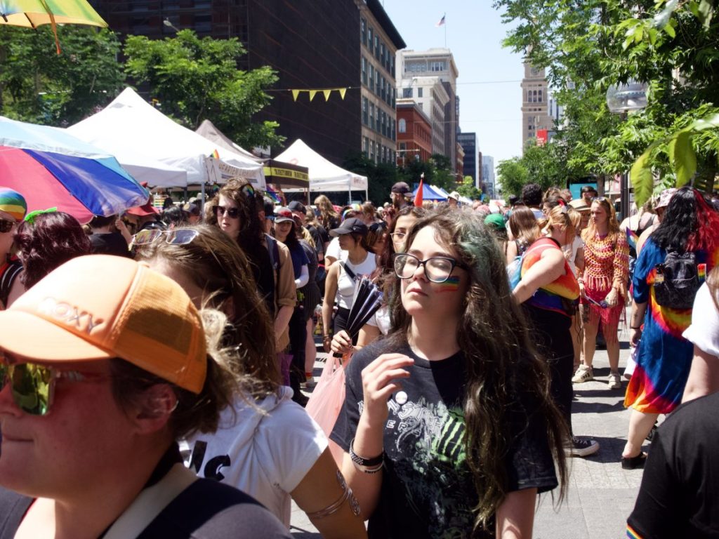 People checking out vendors at PrideFest