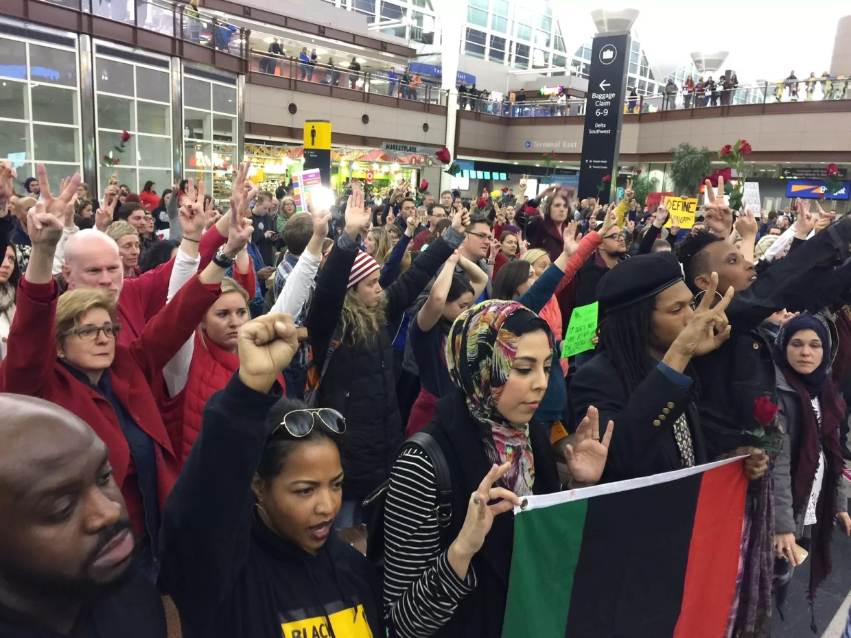 Protesters Gather at Denver International Airport to Decry Trump’s Refugee Ban