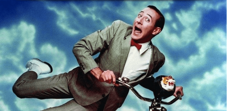 man in sky on bicycle