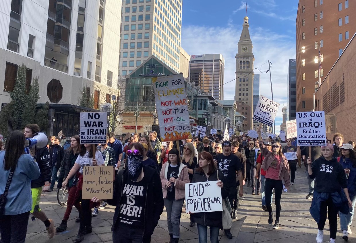 “No War on Iran,” Protesters Tell Trump at Denver Rally