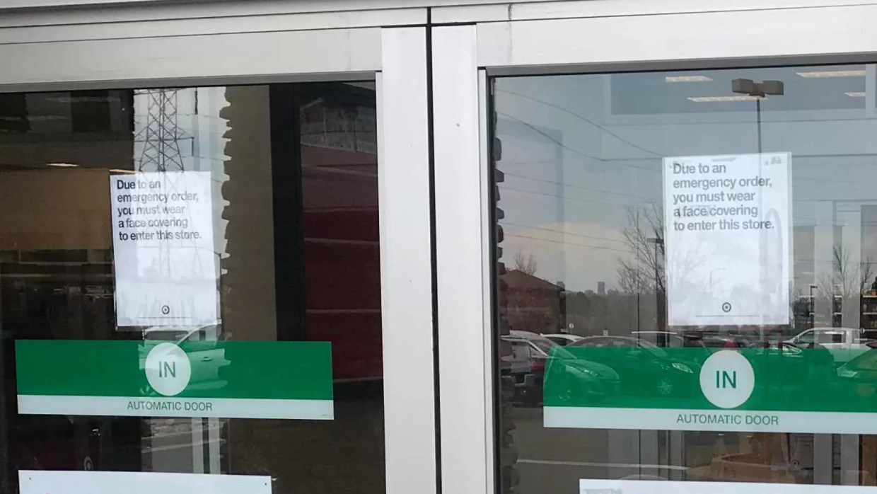 COVID-19: Face Mask = Snot Rag in Metro Denver Store