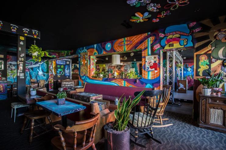 interior of an art bar