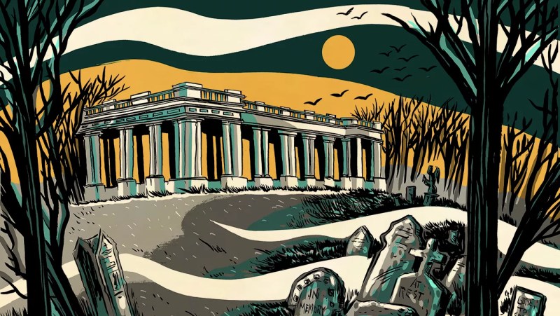 A cartoon illustration of cheesman park