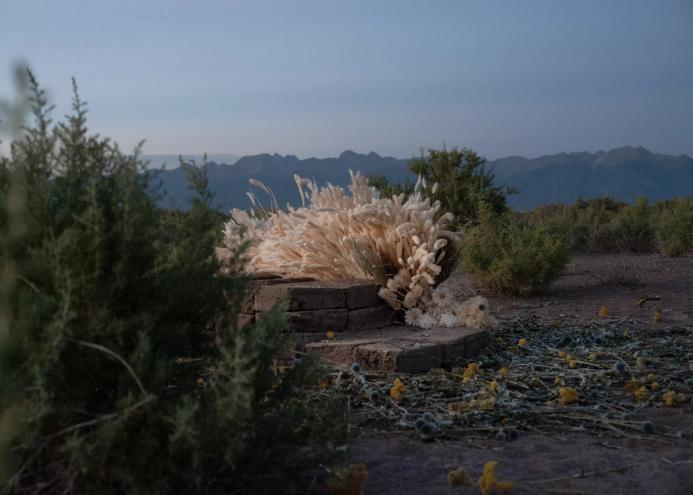 an earthwork in a mountain setting