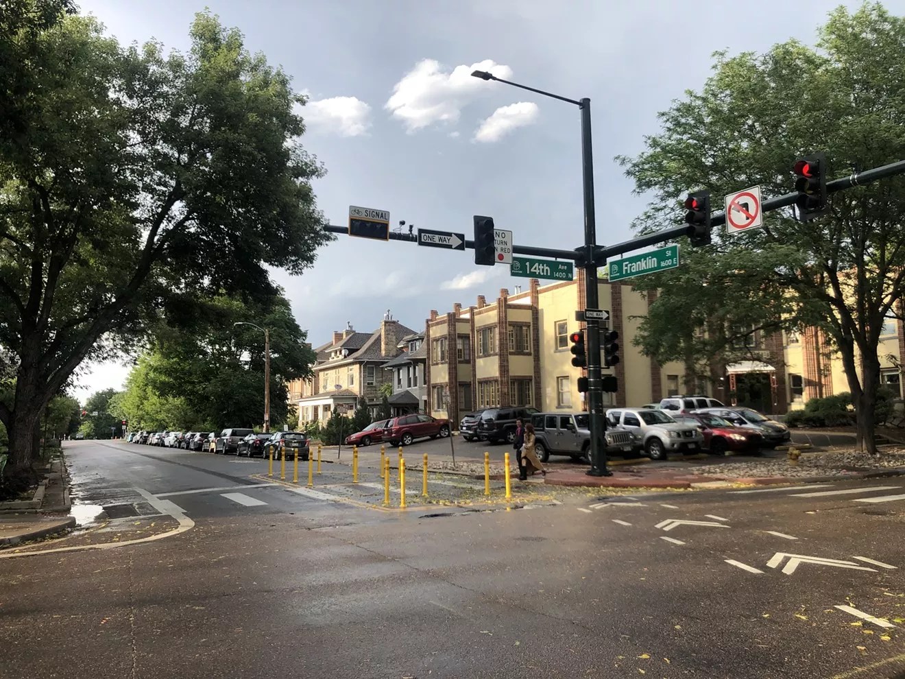 streets in denver neighborhood with bike path