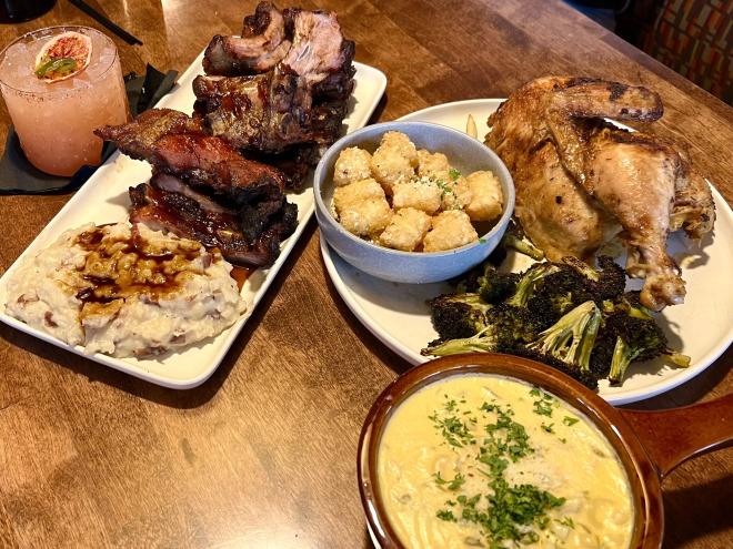 various food on plates