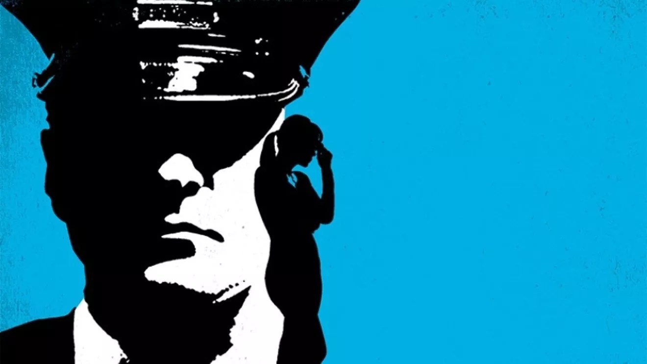 cop silhouette with woman