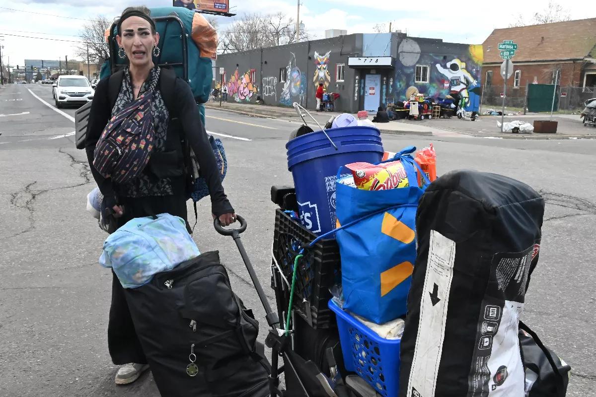 Homeless woman in Denver