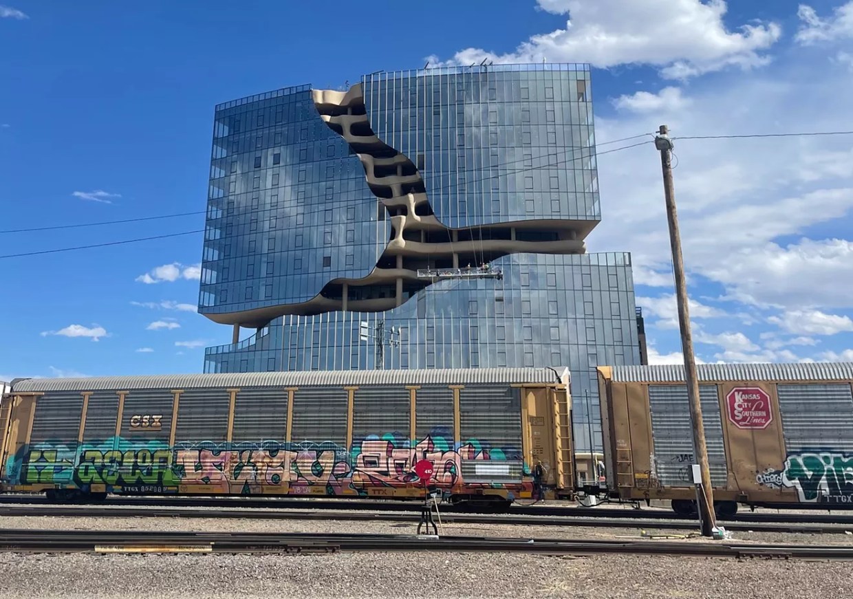 Luxury apartment building with canyon