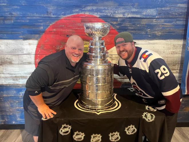 Avalanche fans with Stanley Cup