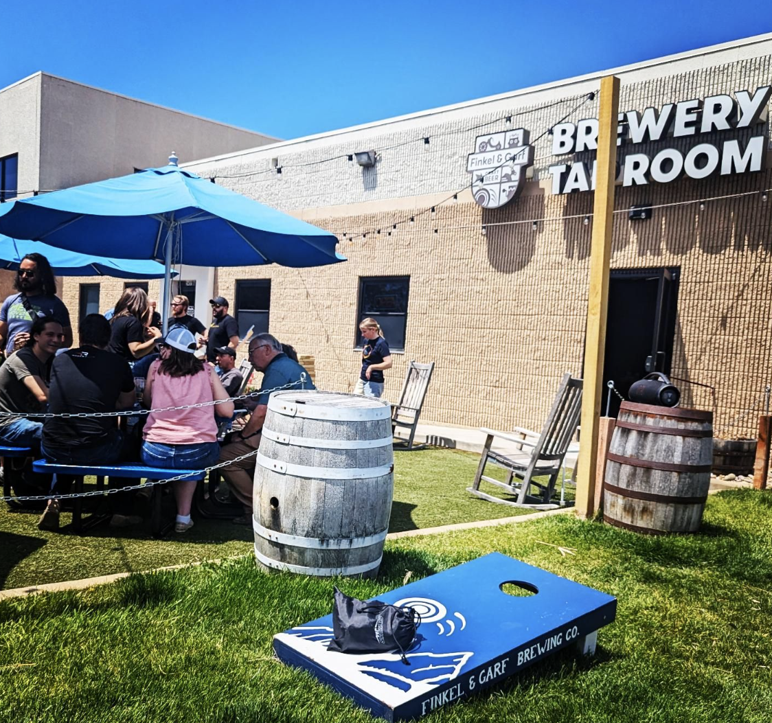 Brewery tap room and garden.