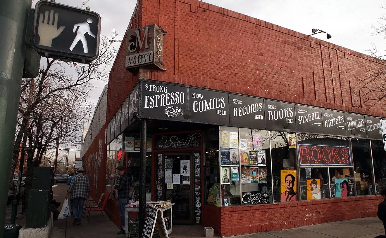 bookstore on corner with fliers