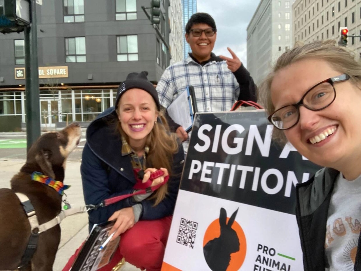 protesters with petition