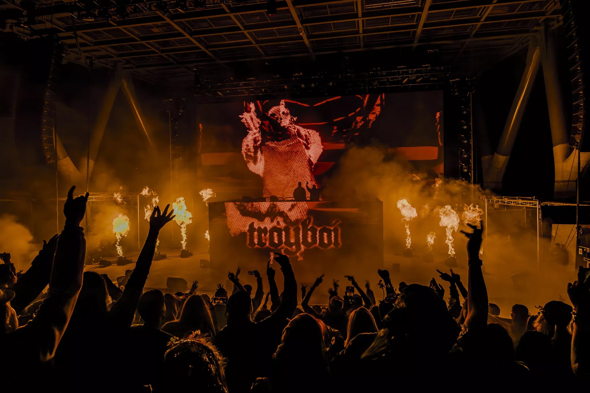 A photo of pyro from Troyboi's Red Rocks concert.