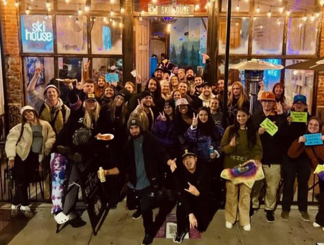 ski bar with crowd