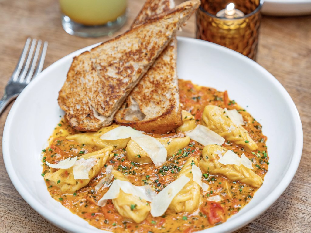 Church and Union's braided ravioli served with red sauce and grilled bread