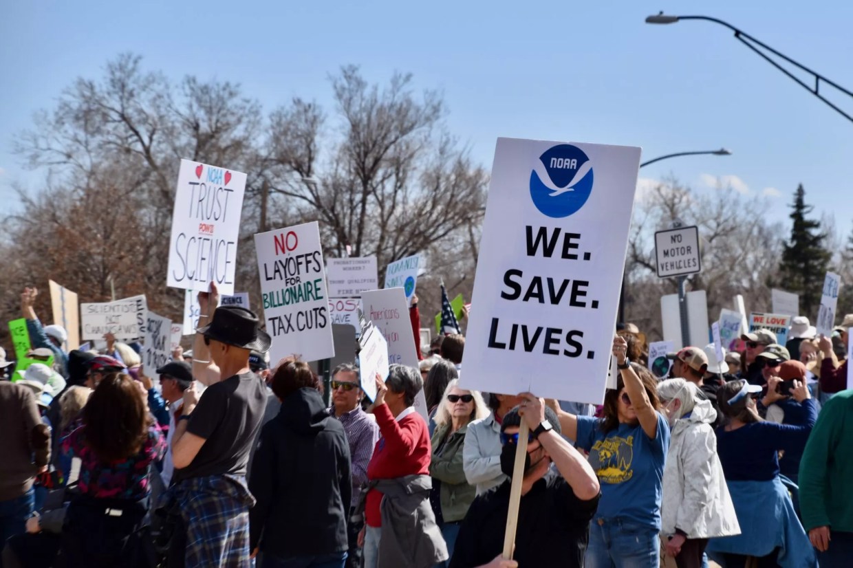 “Mindless Culling”: Crowd Protests DOGE Layoffs at Boulder NOAA Campus