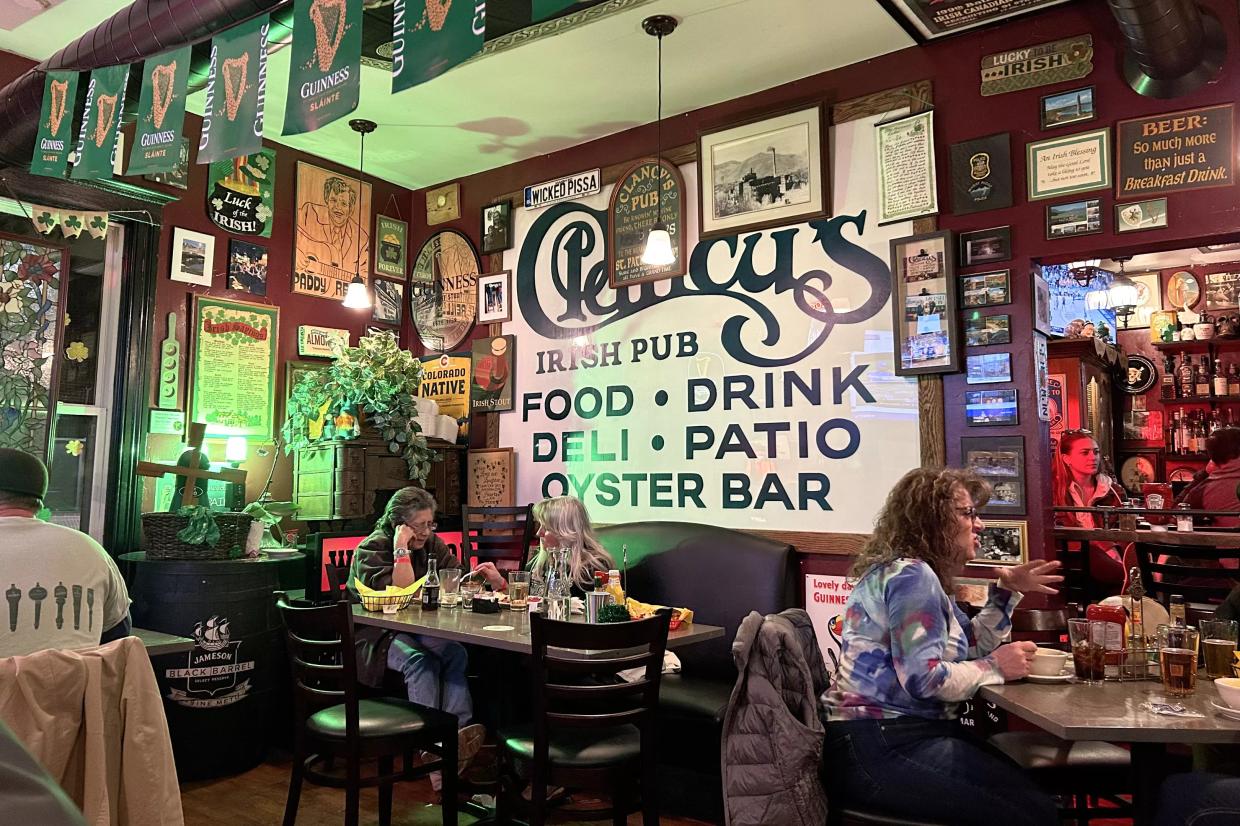 Bric-a-brac on the walls at Clancy's Irish Pub