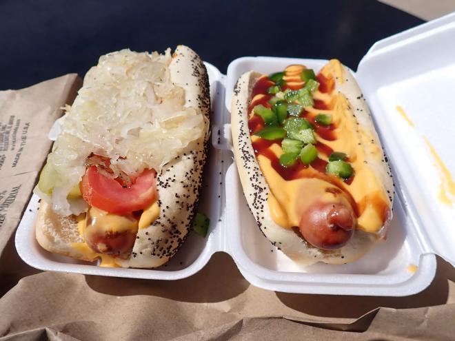 two hot dogs