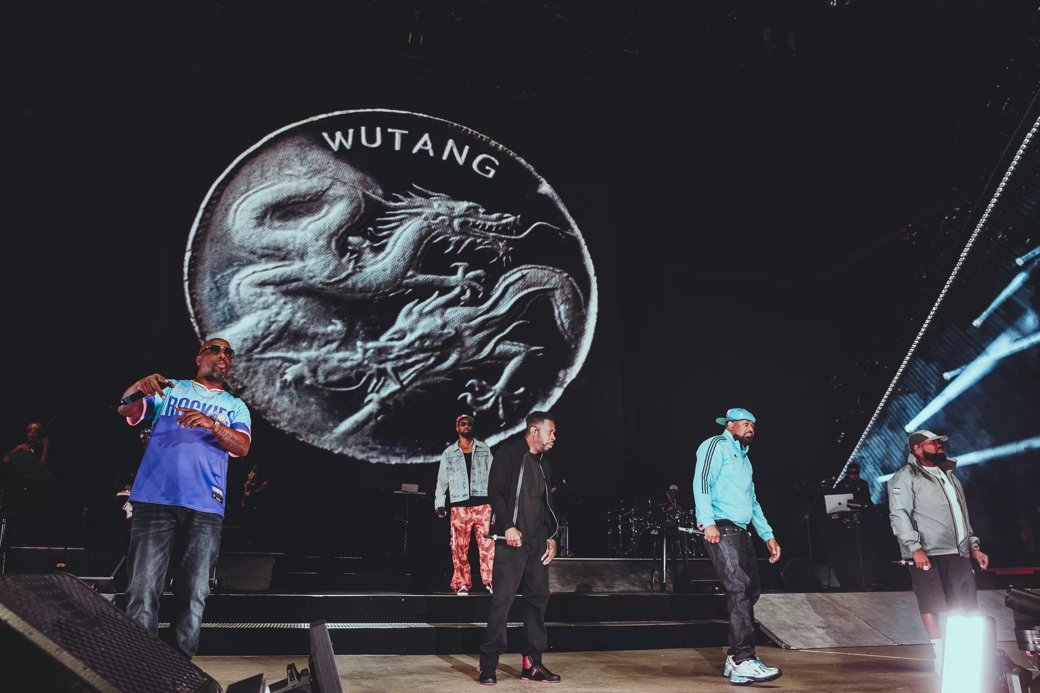 Wu-Tang Clan on stage at Fiddler's Green Amphitheatre in Greenwood Village, Colorado on Friday, July 4, 2025.
