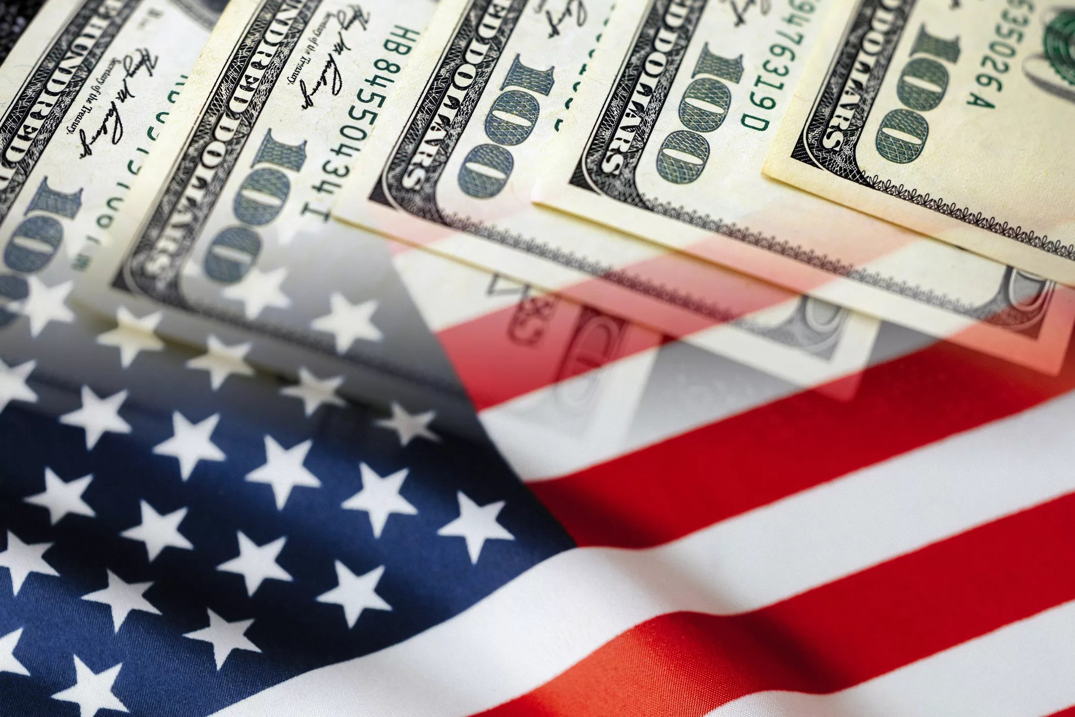 flag with dollar bills