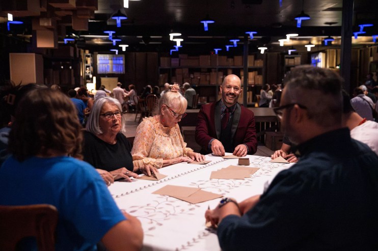 People sit at a table